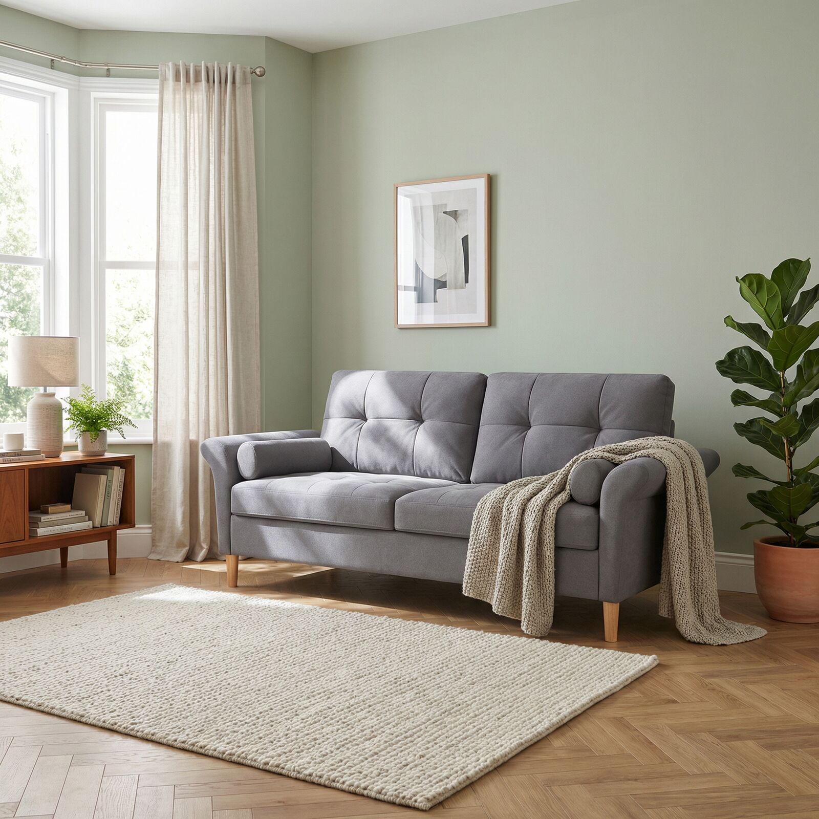 Hroth 3 Seater Faux Leather Sofa